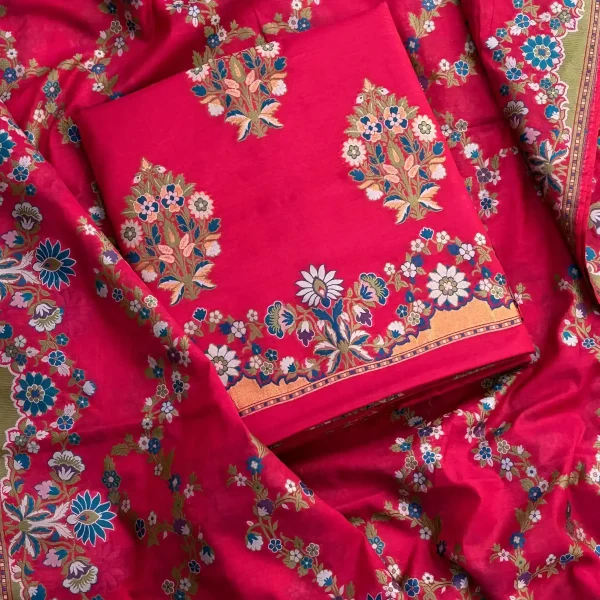PURE JAMDANI SUIT SET Floral Print (Pink)